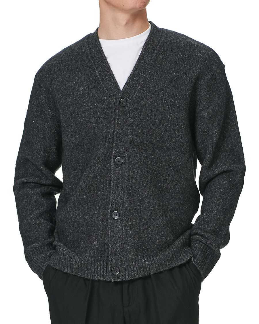 Heren | Truien | Samsøe Samsøe | Samsøe & Samsøe Alter Merino Wool Cardigan Dark Grey Mel