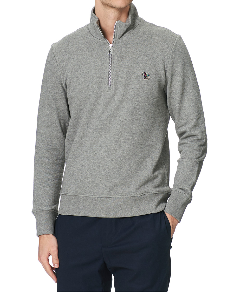 Heren | Truien | PS Paul Smith | Regular Fit Zebra Half Zip Sweatshirt Grey Melange
