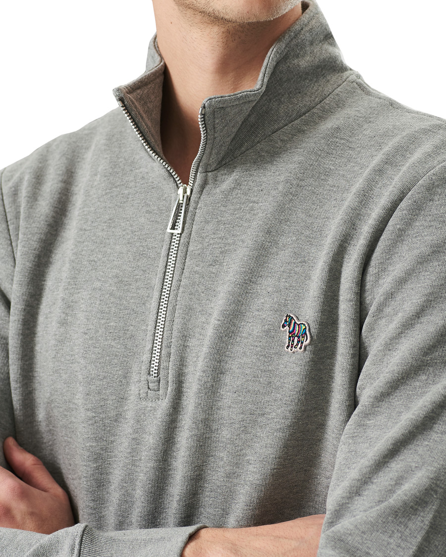 Heren | Truien | PS Paul Smith | Regular Fit Zebra Half Zip Sweatshirt Grey Melange