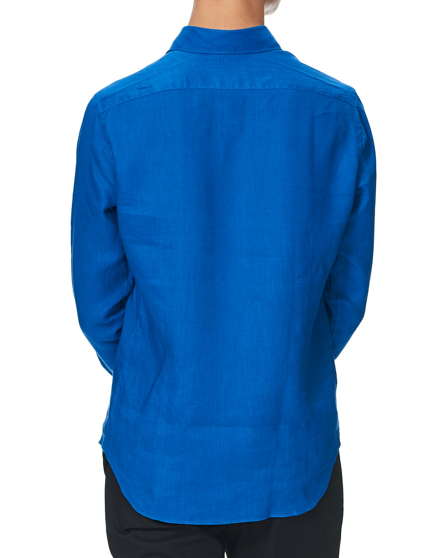 Heren | Overhemden | Kamakura Shirts | Slim Fit Linen Shirt Cobalt Blue