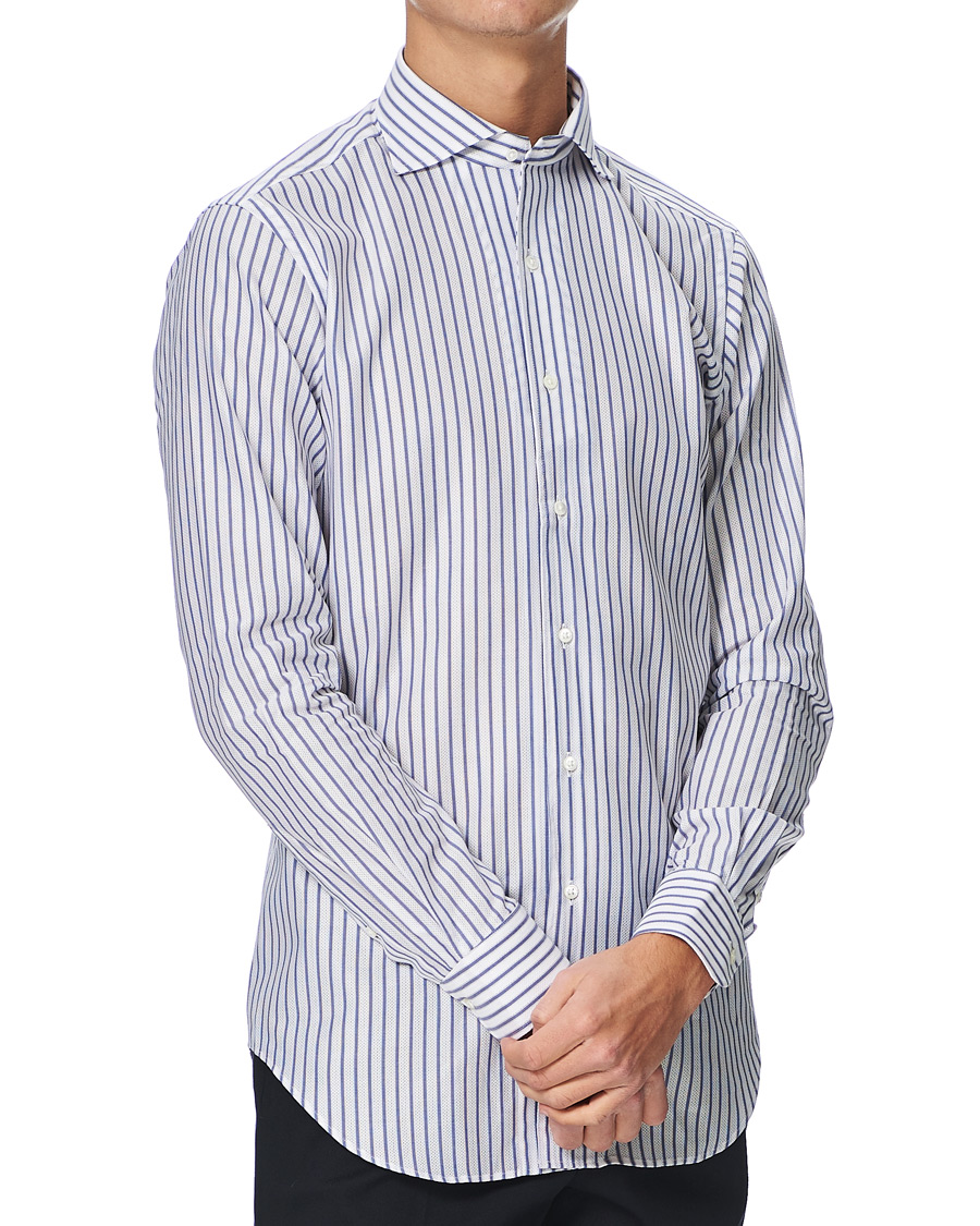 Heren | Overhemden | Kamakura Shirts | Slim Fit One Piece Collar Shirt Light Blue