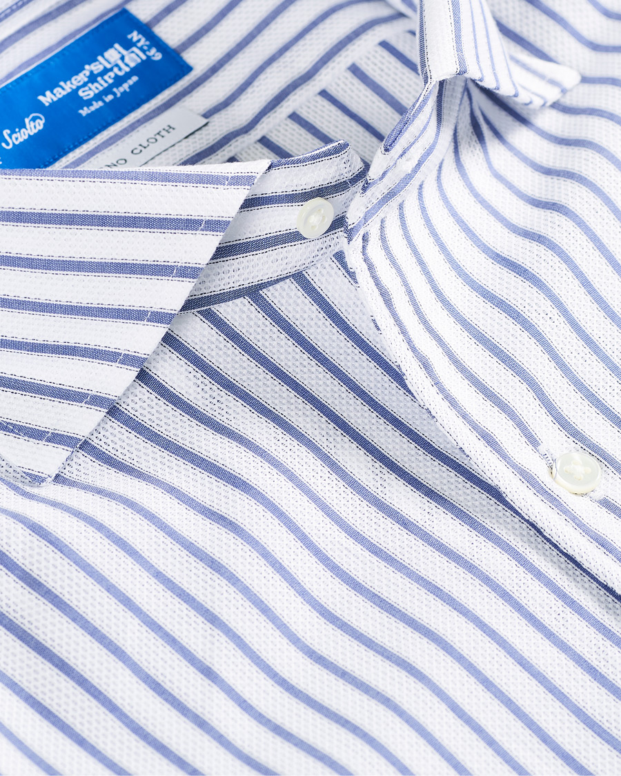 Heren | Overhemden | Kamakura Shirts | Slim Fit One Piece Collar Shirt Light Blue