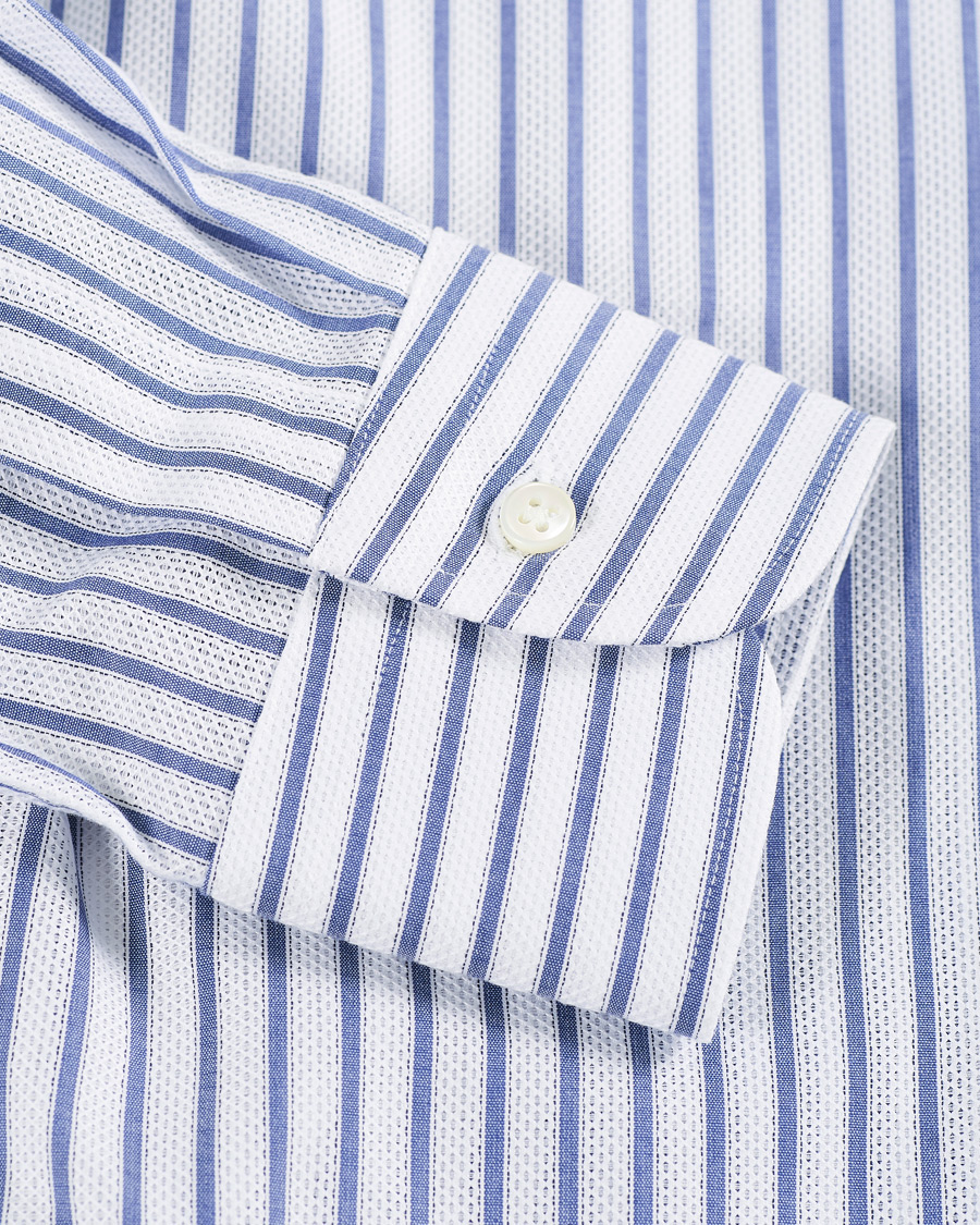 Heren | Overhemden | Kamakura Shirts | Slim Fit One Piece Collar Shirt Light Blue