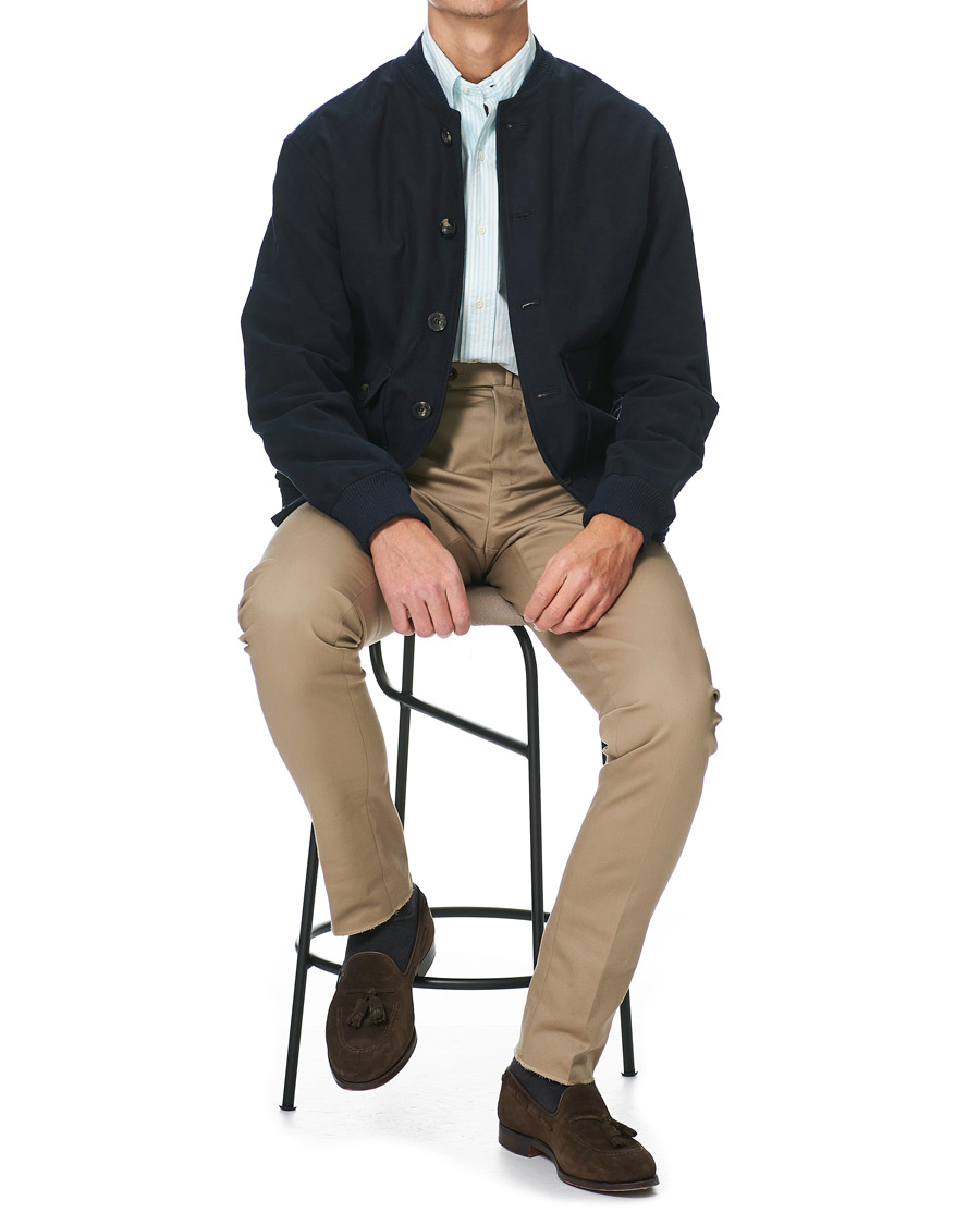 Heren | Overhemden | Kamakura Shirts | Slim Fit Oxford BD Sport Shirt Light Blue Stripe