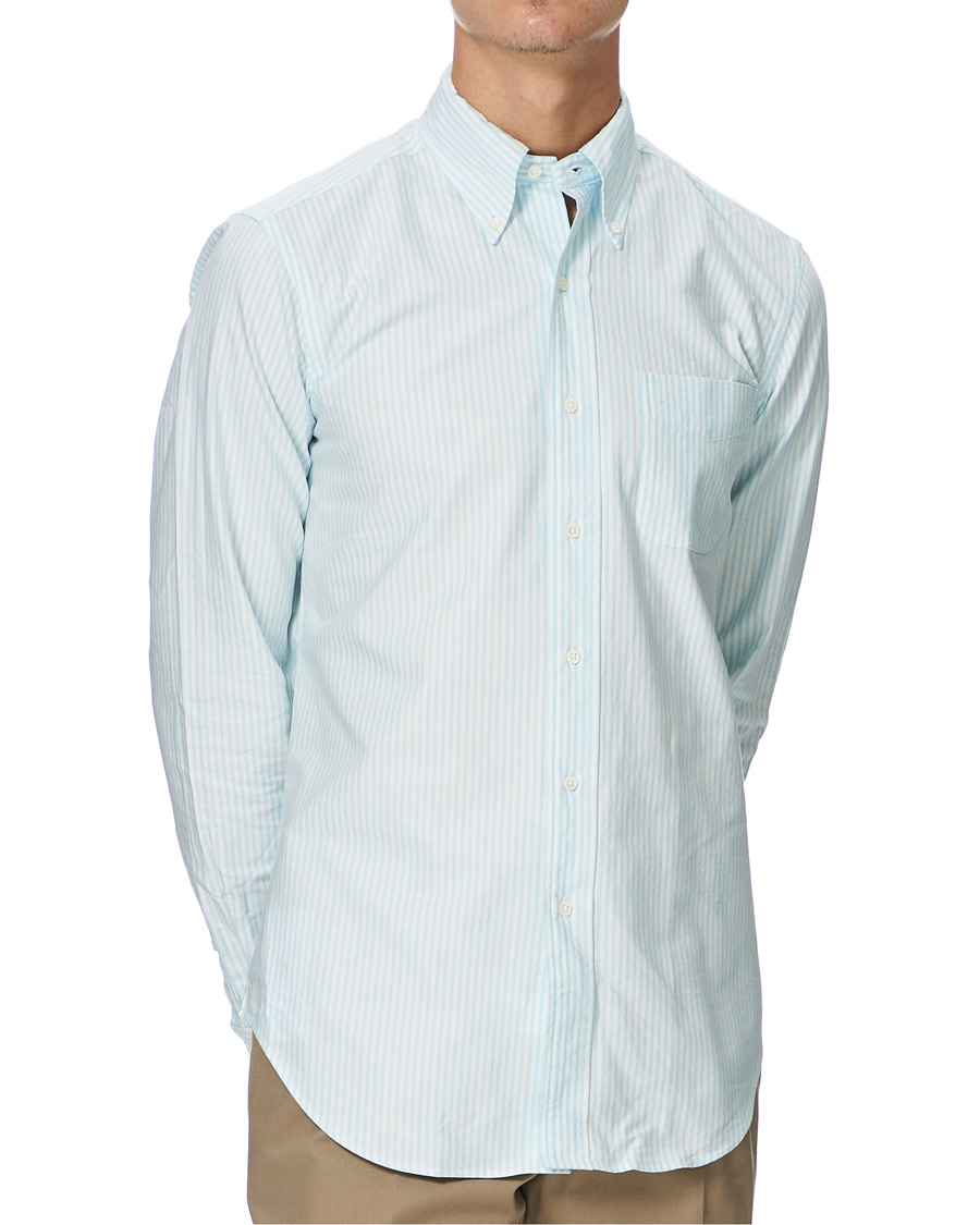 Heren | Overhemden | Kamakura Shirts | Slim Fit Oxford BD Sport Shirt Light Blue Stripe