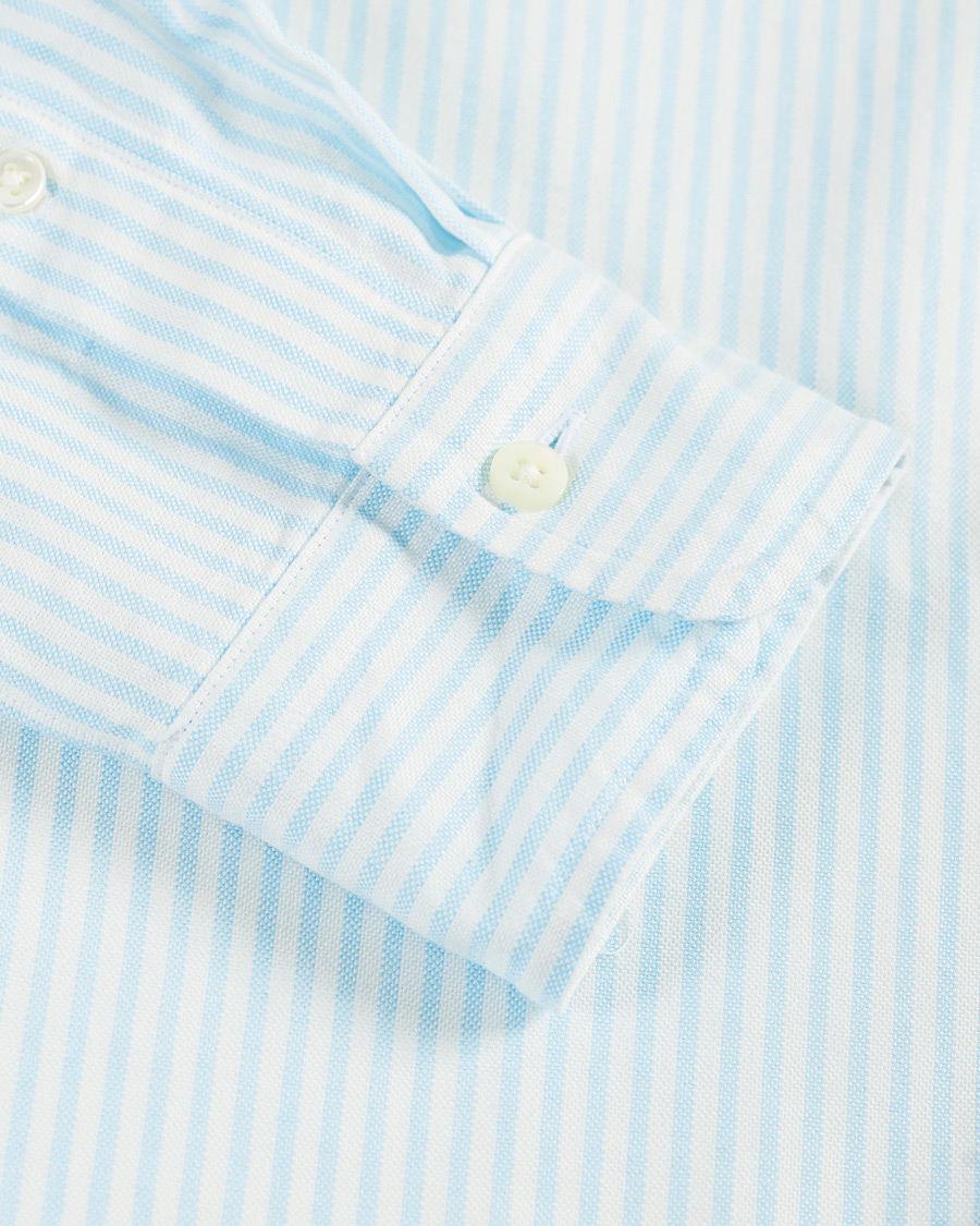 Heren | Overhemden | Kamakura Shirts | Slim Fit Oxford BD Sport Shirt Light Blue Stripe