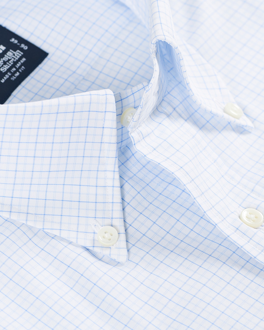 Heren | Overhemden | Kamakura Shirts | Slim Fit Broadcloth Button Down Shirt Light Blue