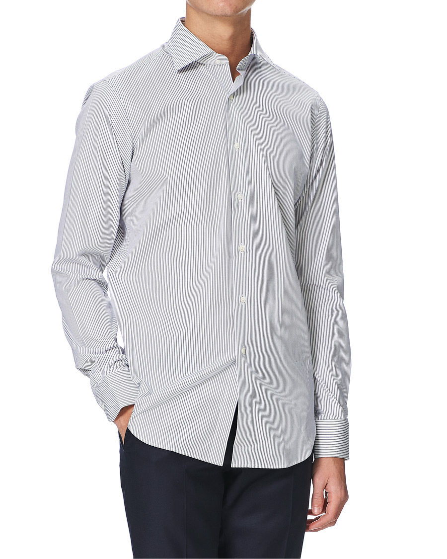 Heren | Overhemden | Kamakura Shirts | Slim Fit Broadcloth Shirt Blue Stripe