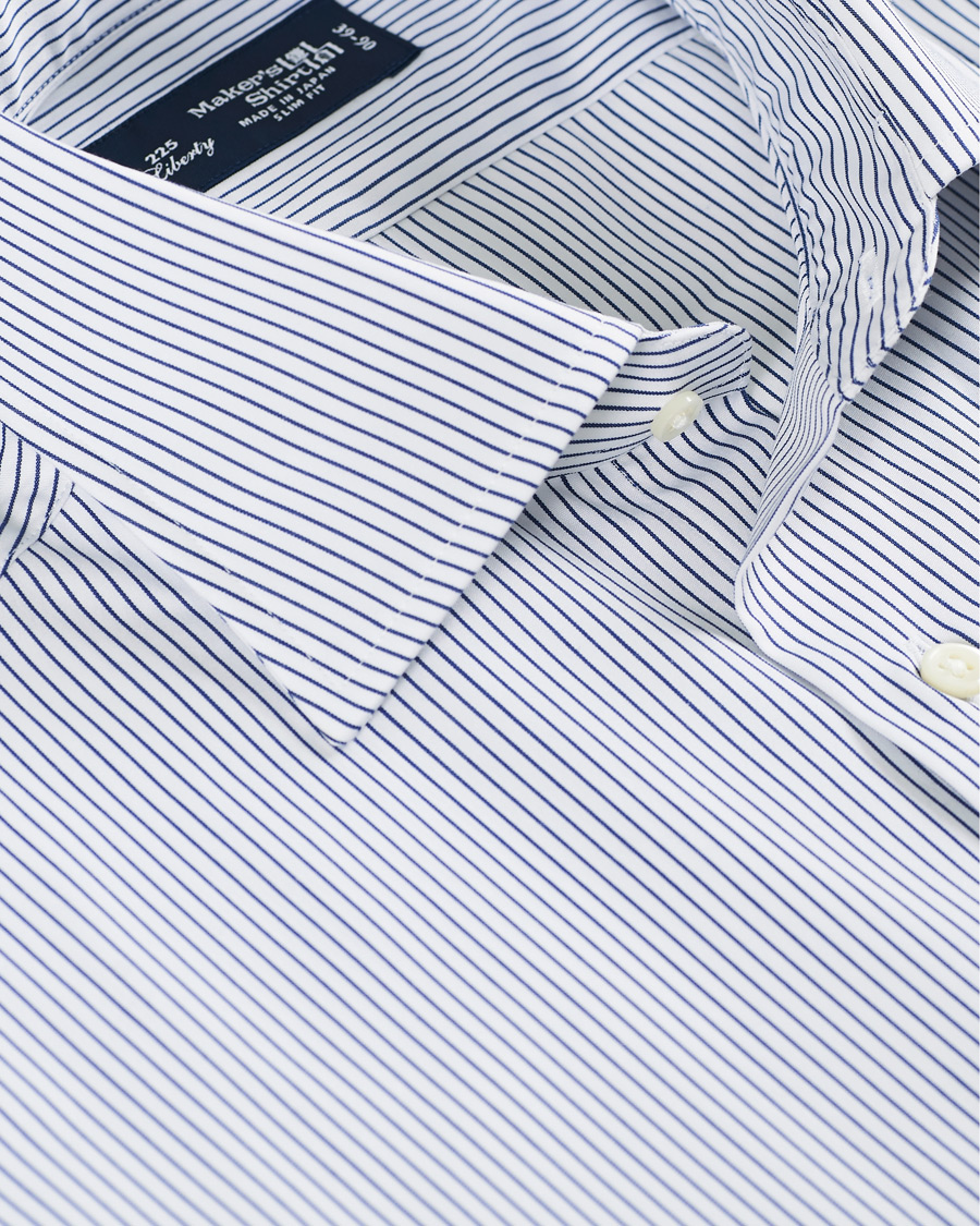Heren | Overhemden | Kamakura Shirts | Slim Fit Broadcloth Shirt Blue Stripe