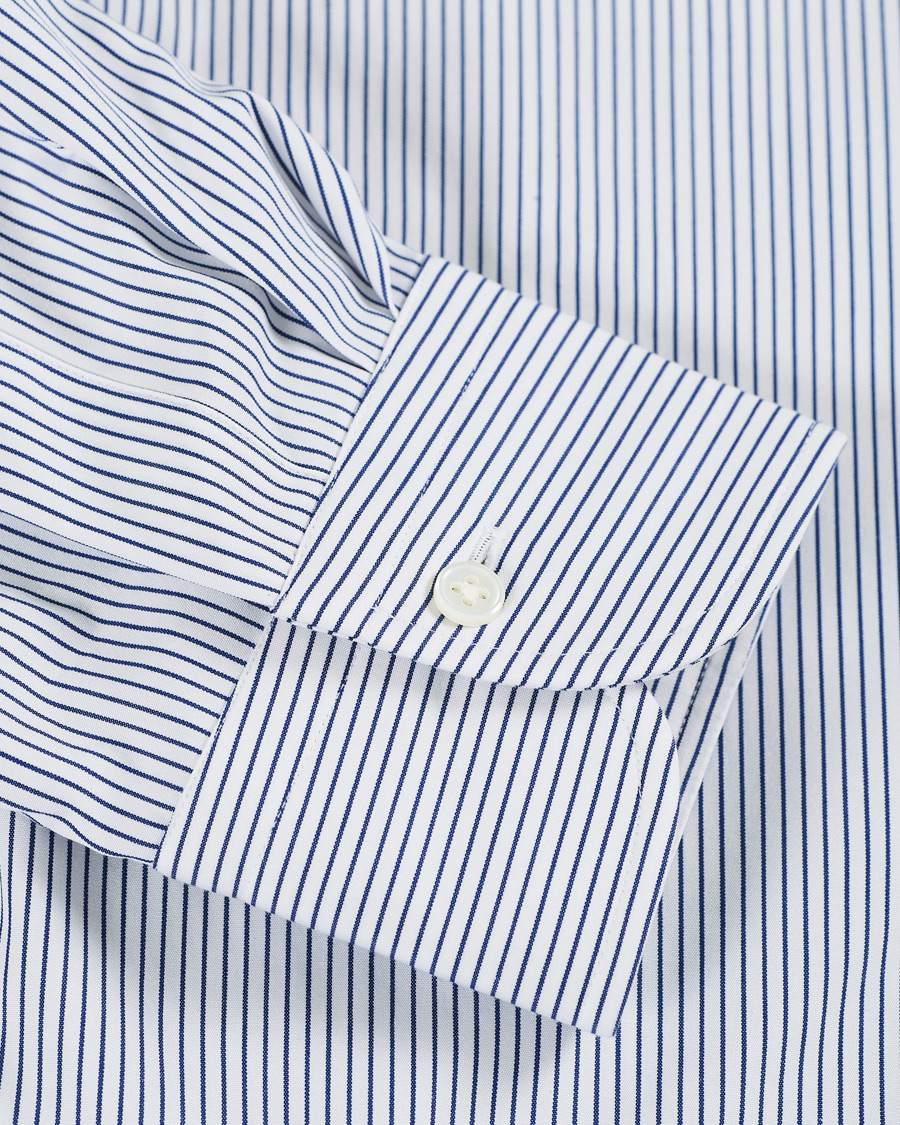 Heren | Overhemden | Kamakura Shirts | Slim Fit Broadcloth Shirt Blue Stripe