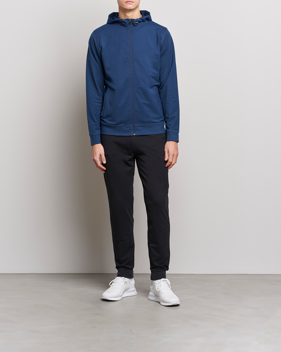Heren | Truien | Sunspel | Active Full Zip Hood Navy