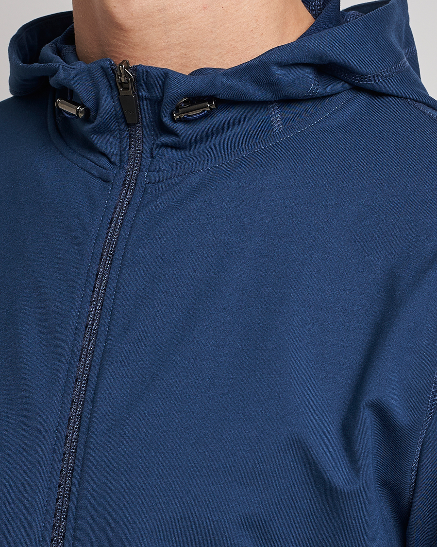 Heren | Truien | Sunspel | Active Full Zip Hood Navy