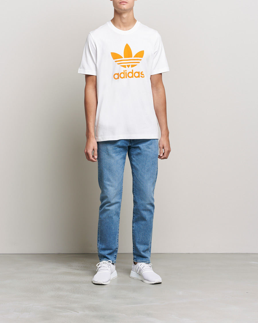 Heren | T-shirts | adidas Originals | Trefoil Crew Neck Tee White/Orange