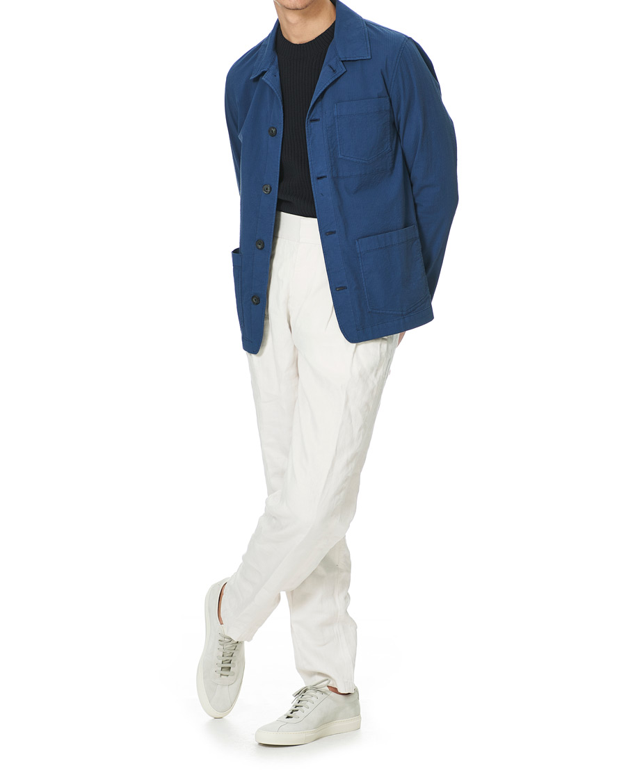 Heren | Overhemden | Altea | Seersucker Overshirt Navy