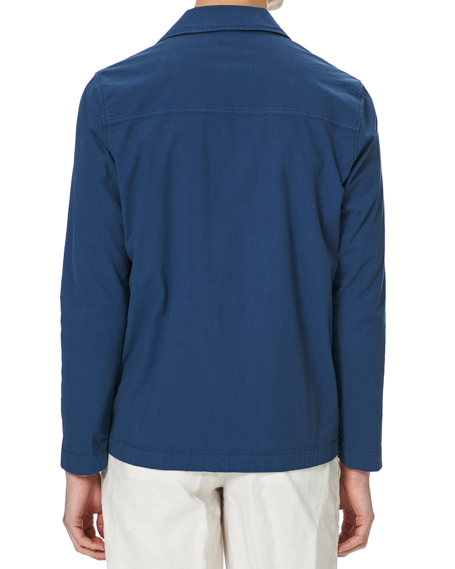 Heren | Overhemden | Altea | Seersucker Overshirt Navy