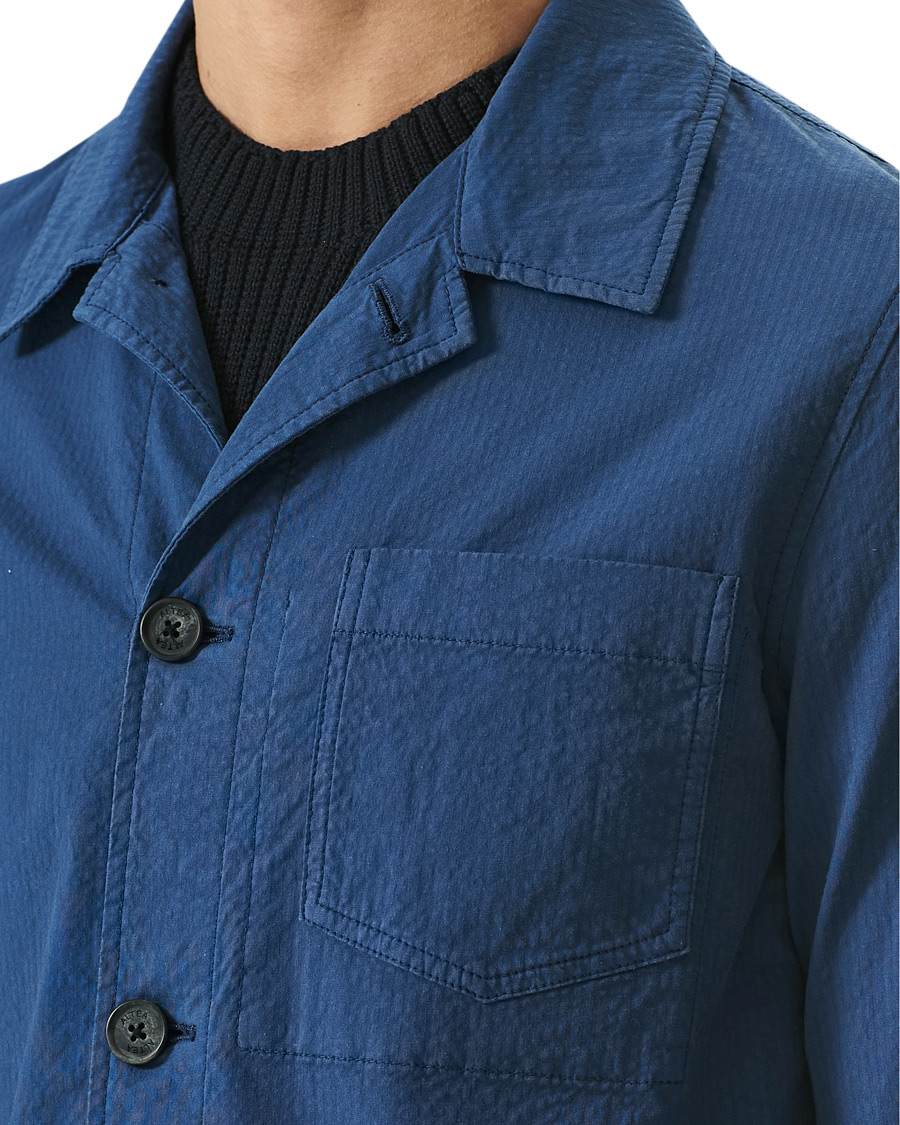 Heren | Overhemden | Altea | Seersucker Overshirt Navy