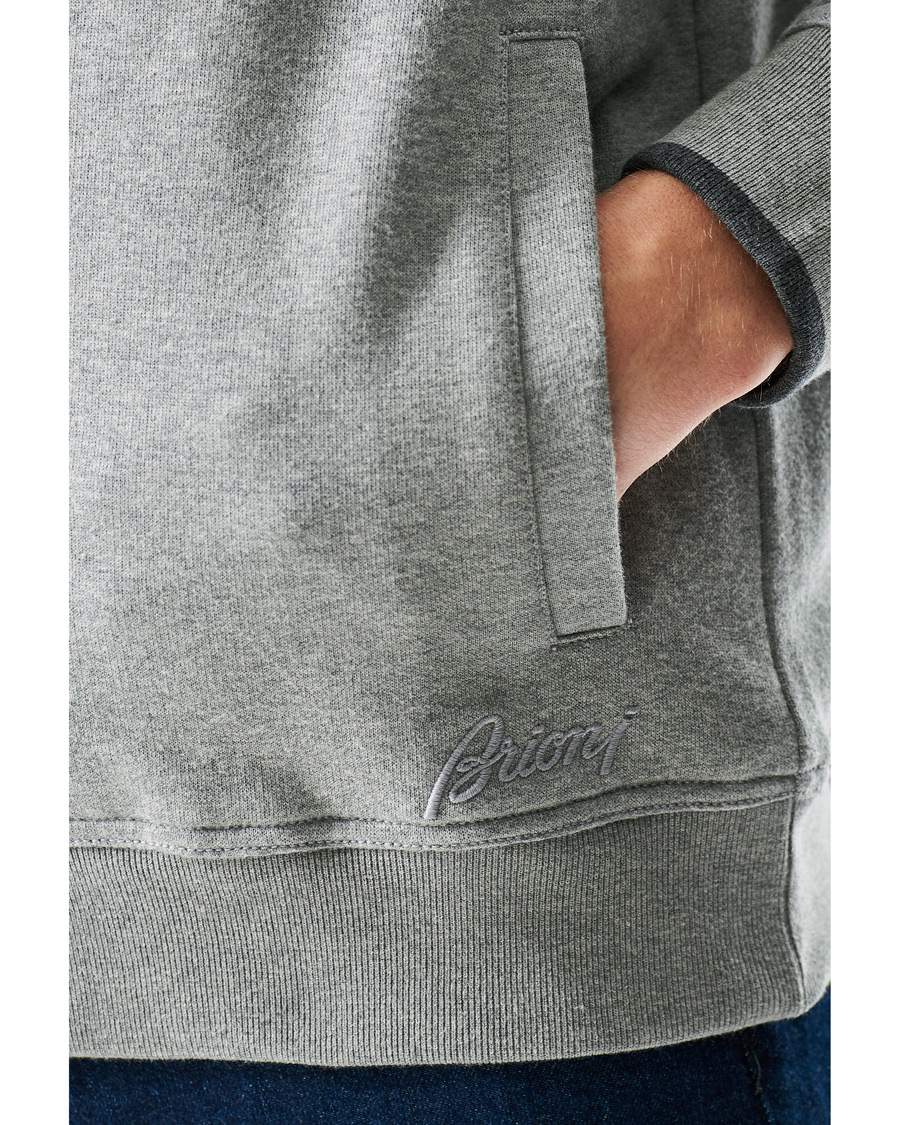 Heren | Truien | Brioni | French Terry Cotton Zip Sweater Light Grey