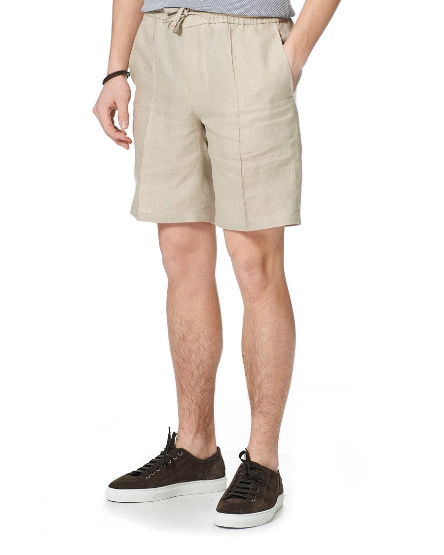 Heren | Korte broek | Brioni | Drawstring Linen Shorts Beige