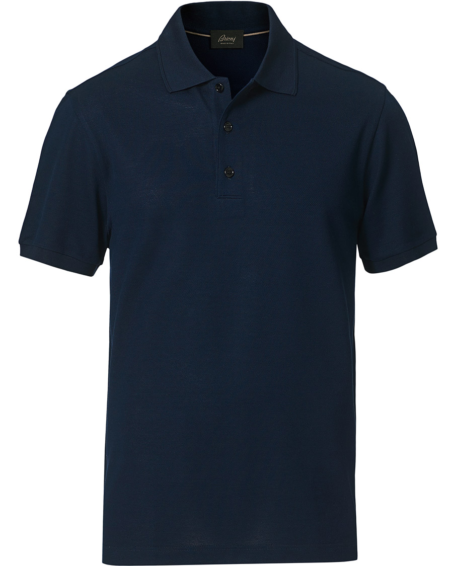 Heren | Polo's | Brioni | Short Sleeve Piquet Polo Navy