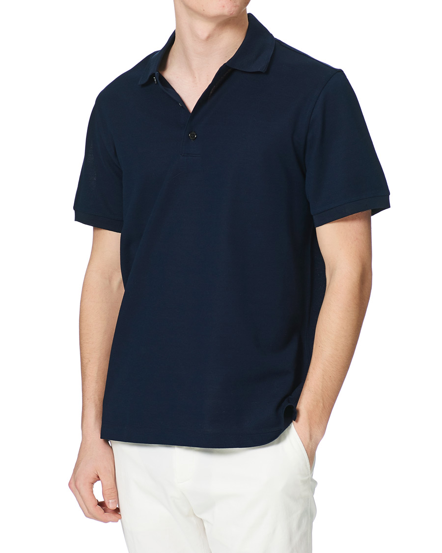 Heren | Polo's | Brioni | Short Sleeve Piquet Polo Navy
