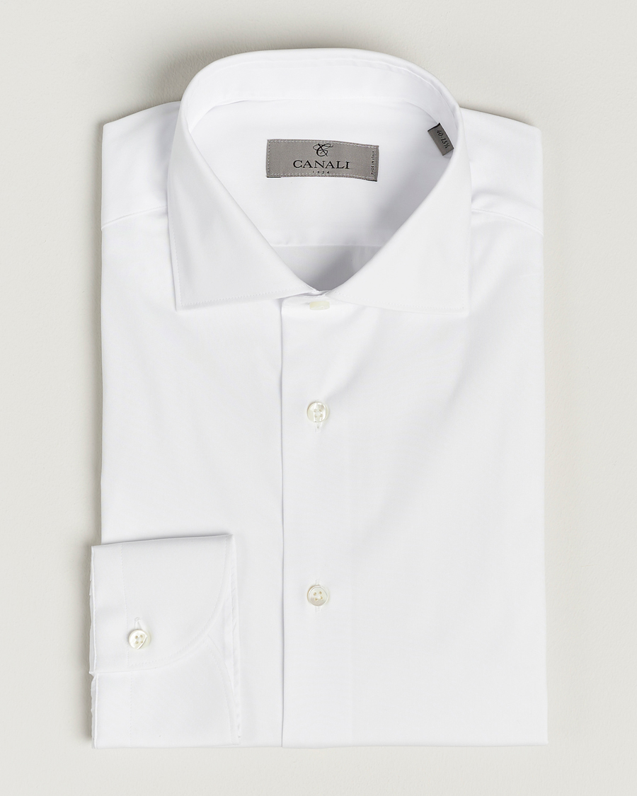 Heren | Overhemden | Canali | Slim Fit Cotton/Stretch Shirt White