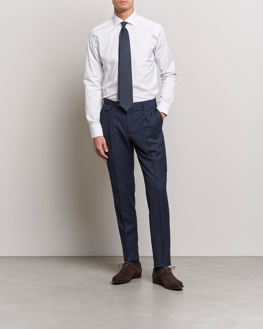 Heren | Canali | Canali | Slim Fit Cotton/Stretch Shirt White