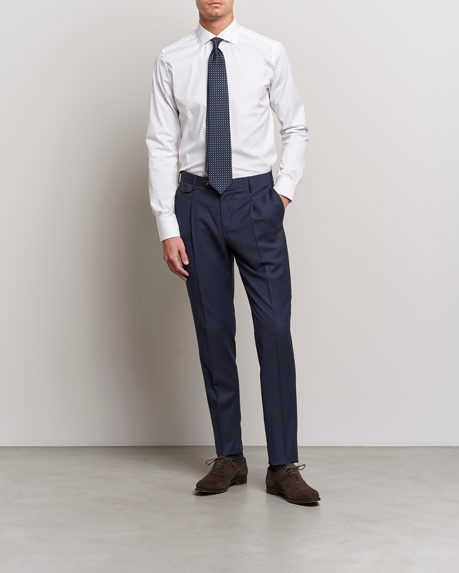 Heren | Formeel | Canali | Slim Fit Cotton/Stretch Shirt White