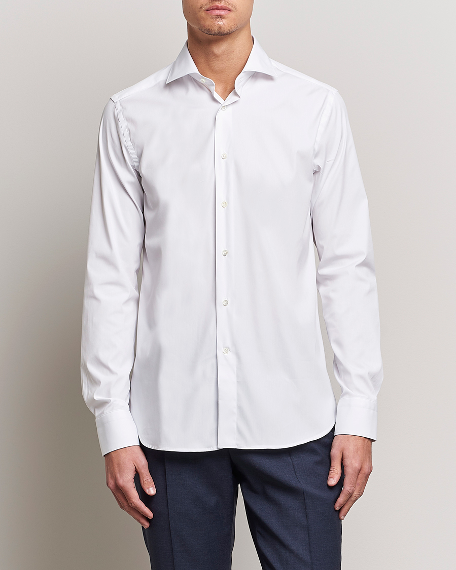 Heren | Overhemden | Canali | Slim Fit Cotton/Stretch Shirt White