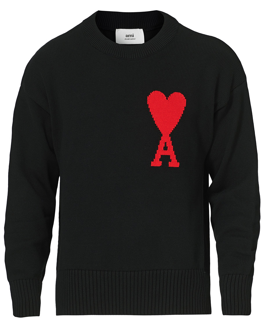 Heren | Truien | AMI | Big Heart Knitted Crew Neck Black