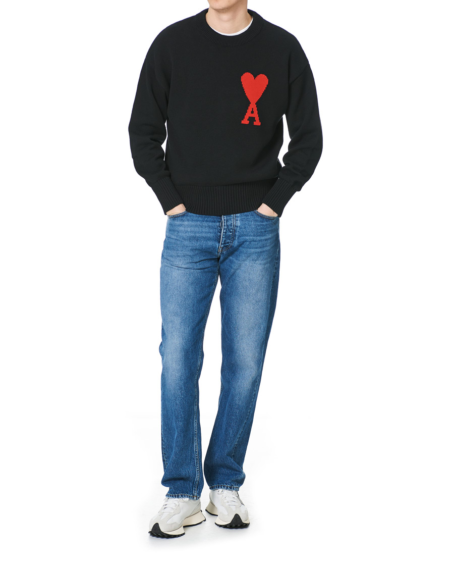 Heren | Truien | AMI | Big Heart Knitted Crew Neck Black