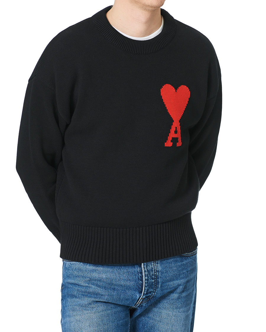Heren | Truien | AMI | Big Heart Knitted Crew Neck Black