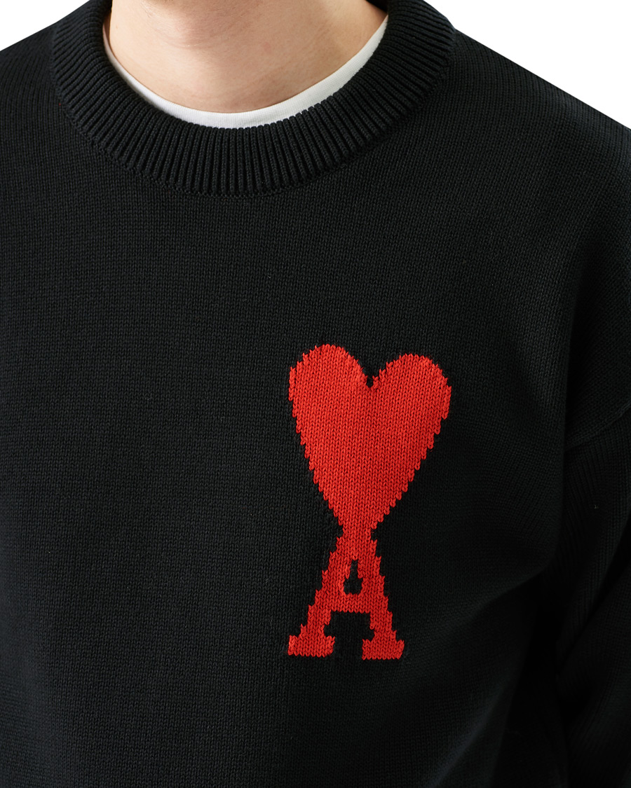 Heren | Truien | AMI | Big Heart Knitted Crew Neck Black