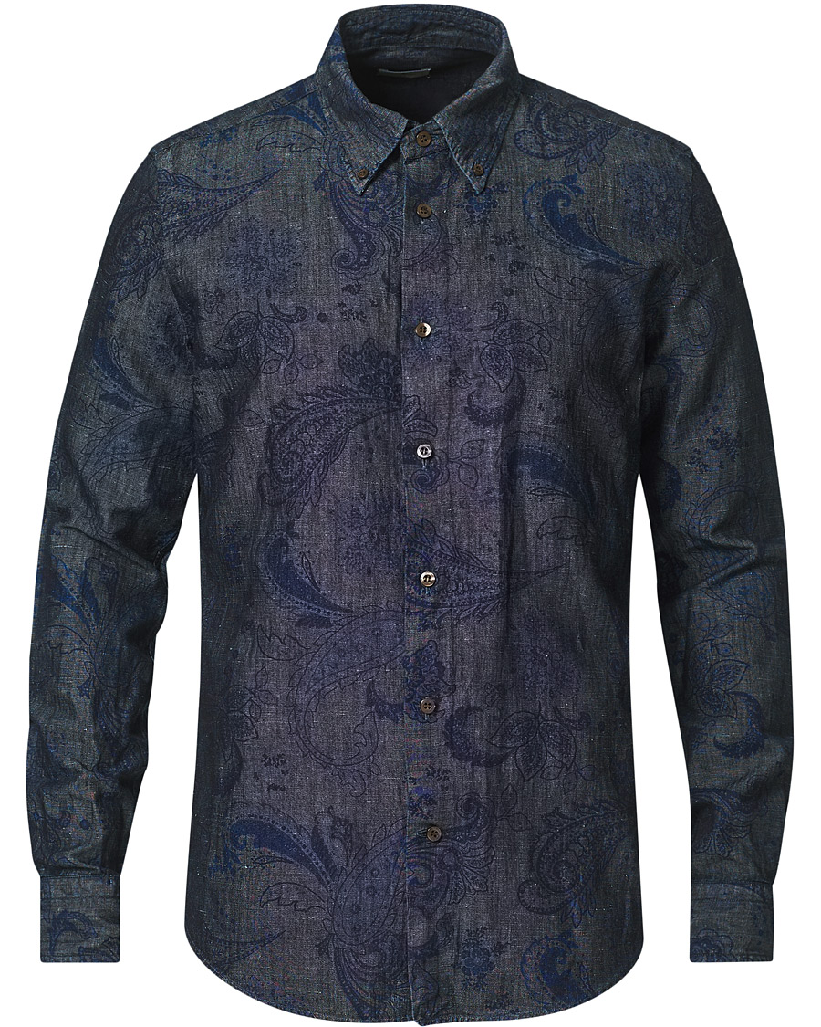 Heren | Overhemden | Etro | Paisley Denim Shirt Indigo
