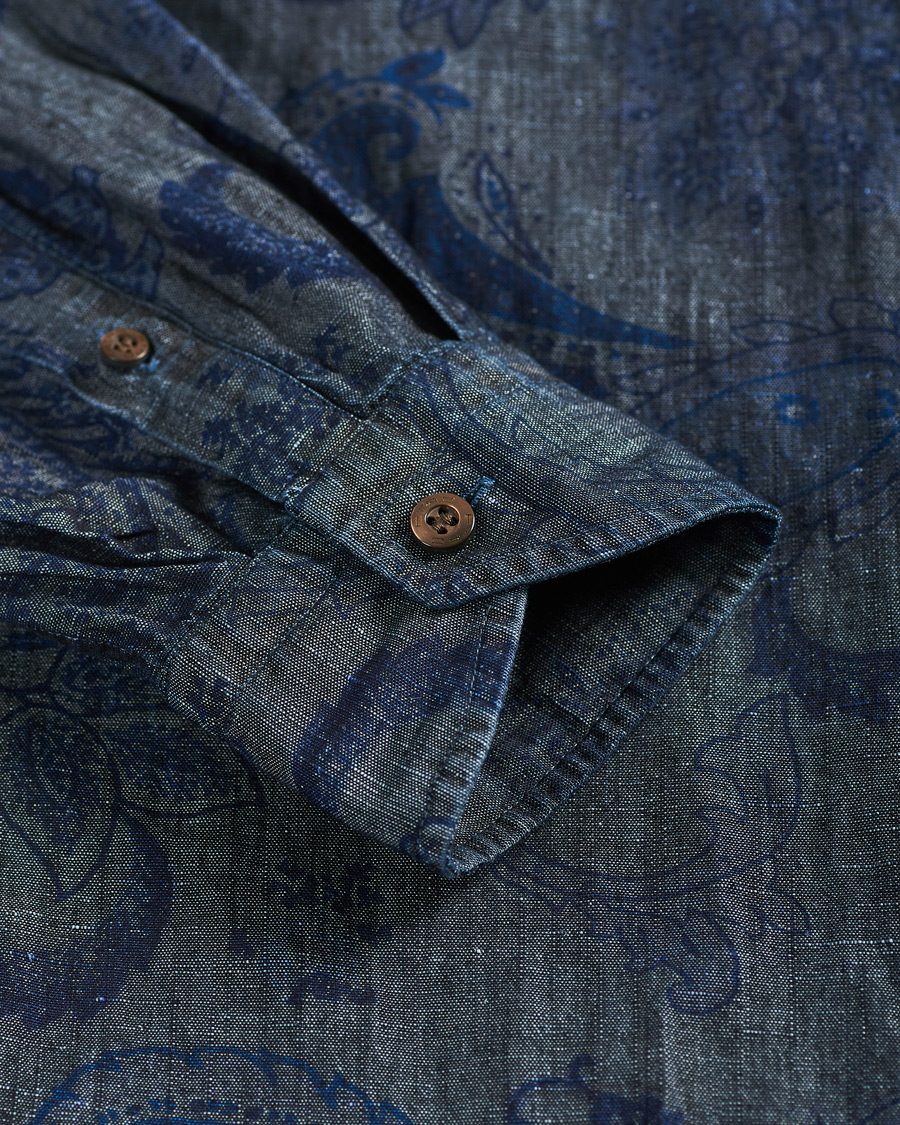 Heren | Overhemden | Etro | Paisley Denim Shirt Indigo