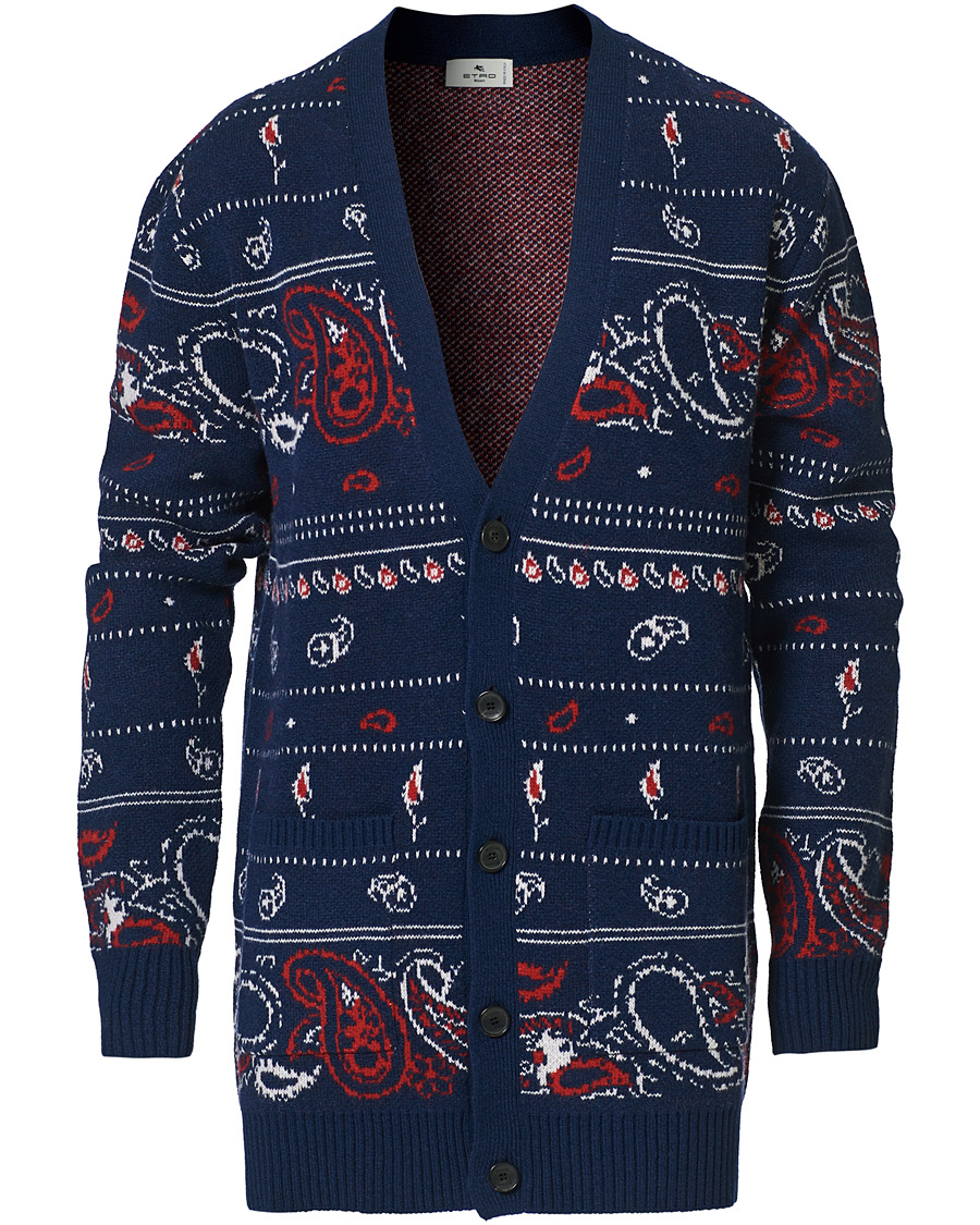Heren | Truien | Etro | Jacquard Wool/Cashmere Cardigan Navy