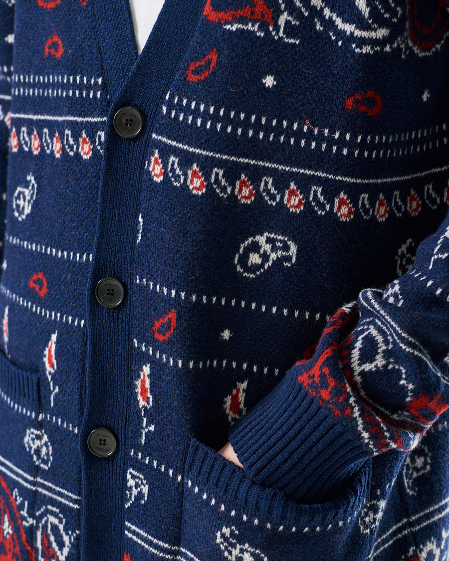 Heren | Truien | Etro | Jacquard Wool/Cashmere Cardigan Navy