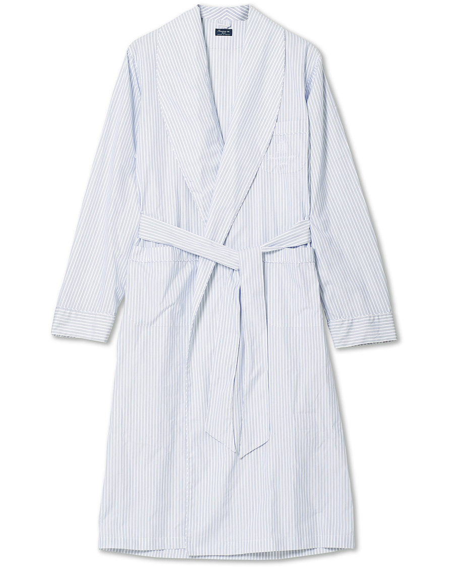 Heren | Pyjama's en gewaden | Finamore Napoli | Striped Popeline Robe White/Blue
