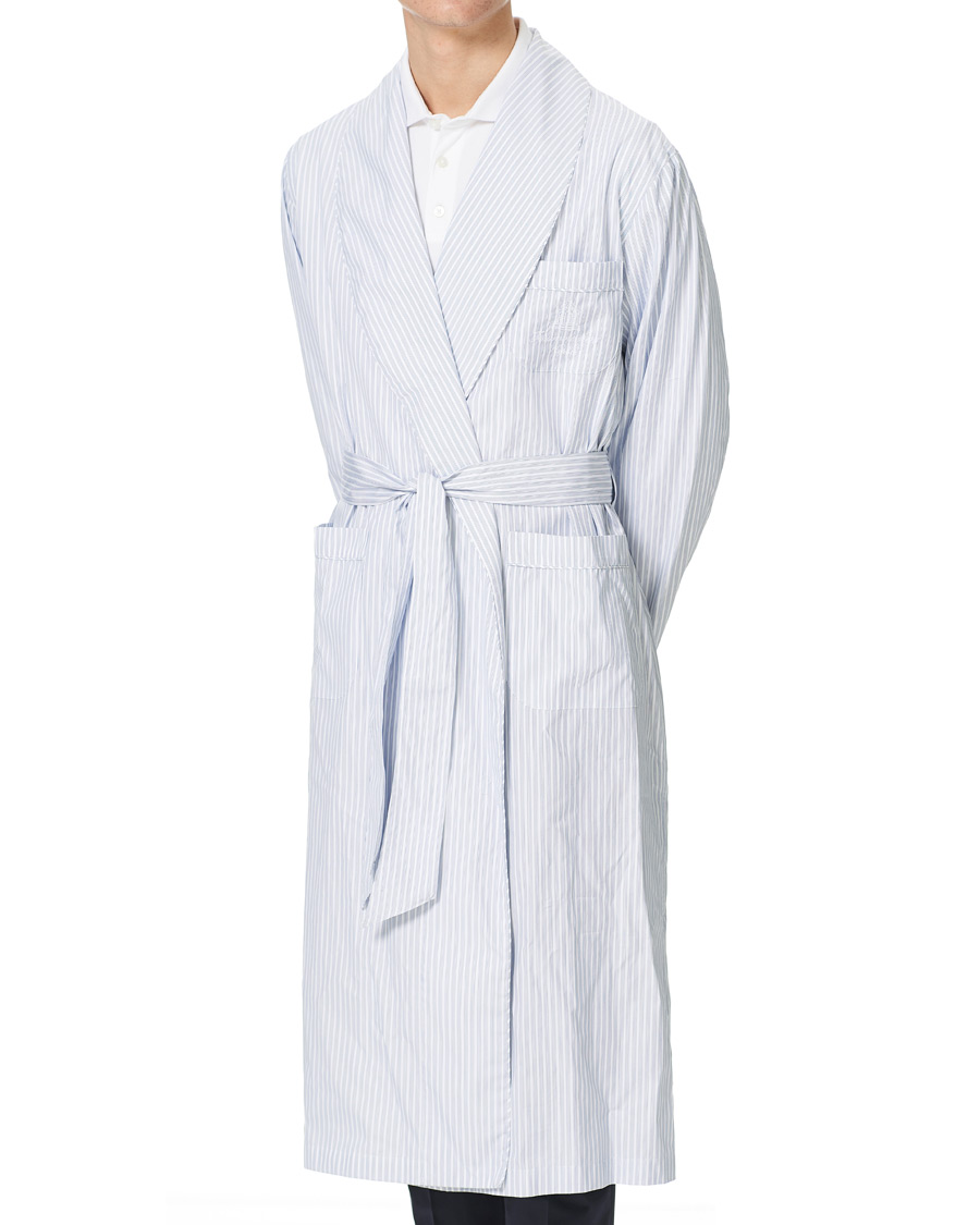 Heren | Pyjama's en gewaden | Finamore Napoli | Striped Popeline Robe White/Blue