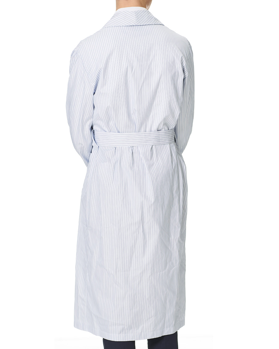 Heren | Pyjama's en gewaden | Finamore Napoli | Striped Popeline Robe White/Blue