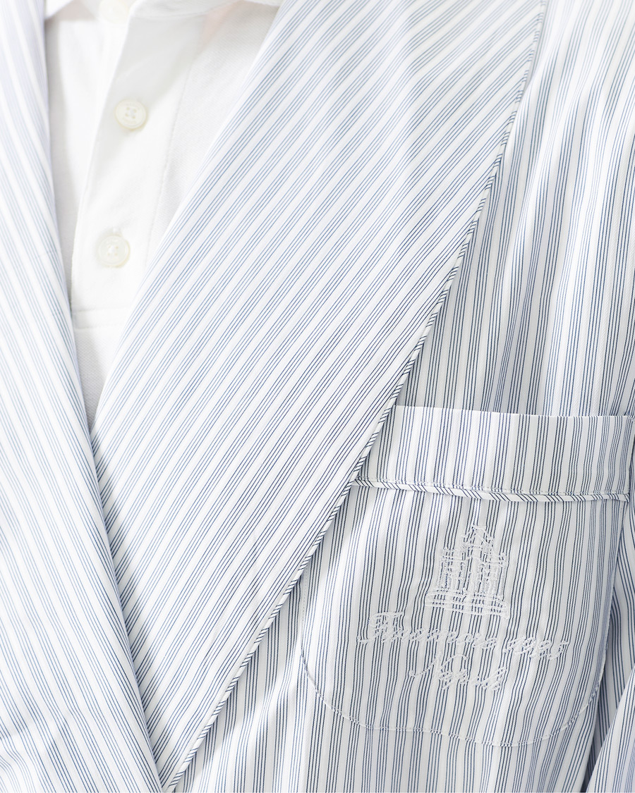 Heren | Pyjama's en gewaden | Finamore Napoli | Striped Popeline Robe White/Blue