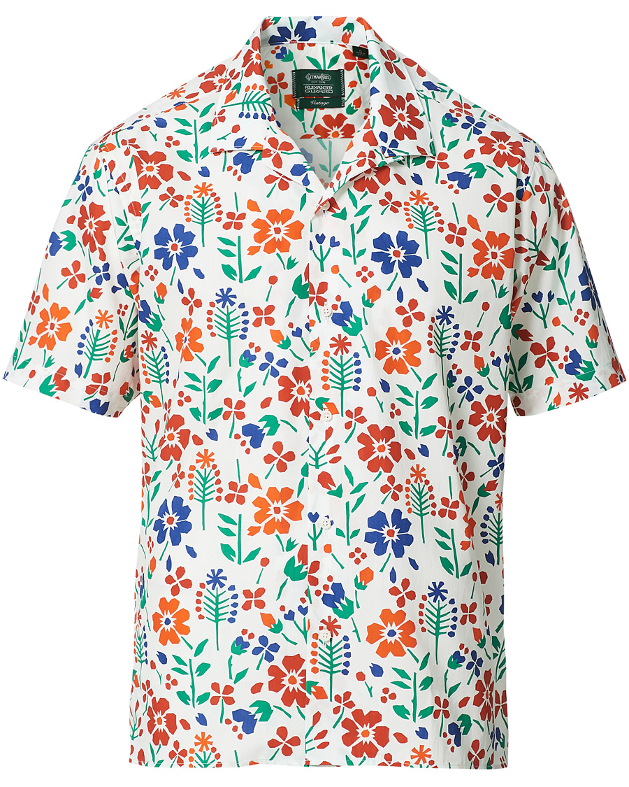 Heren | Overhemden | Gitman Vintage | Flores Camp Collar Shirt White/Orange