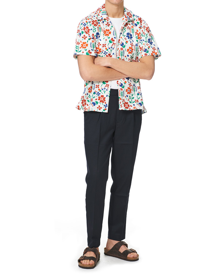 Heren | Overhemden | Gitman Vintage | Flores Camp Collar Shirt White/Orange