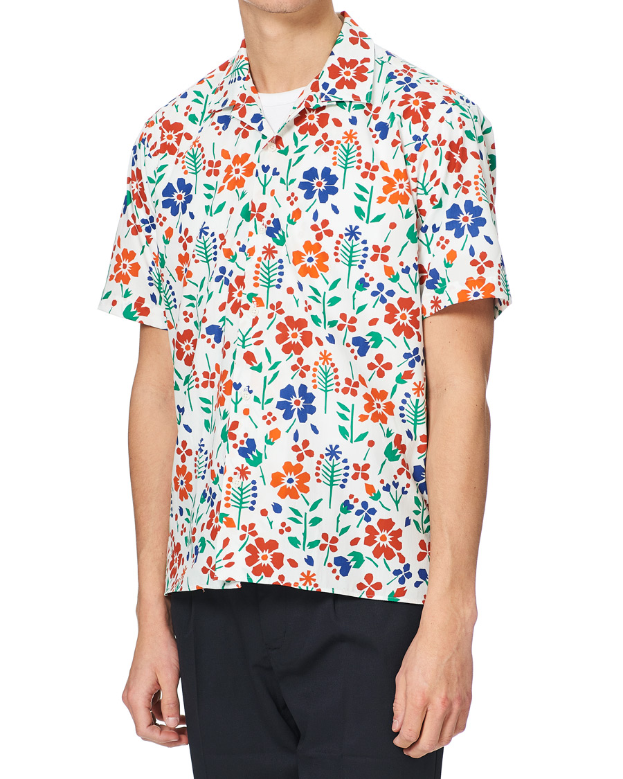 Heren | Overhemden | Gitman Vintage | Flores Camp Collar Shirt White/Orange