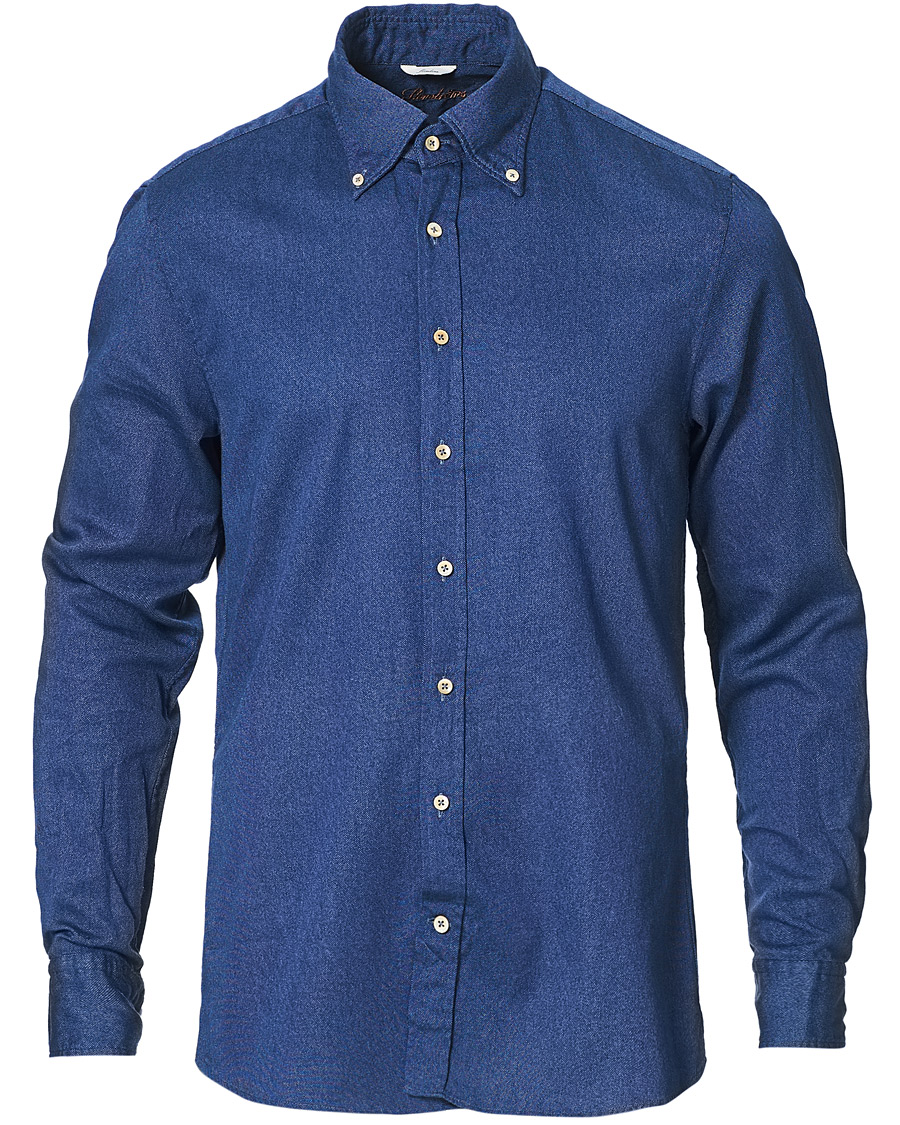 Heren | Overhemden | Stenströms | Slimline Washed Button Down Oxford Shirt Navy