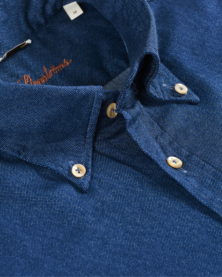 Heren | Overhemden | Stenströms | Slimline Washed Button Down Oxford Shirt Navy