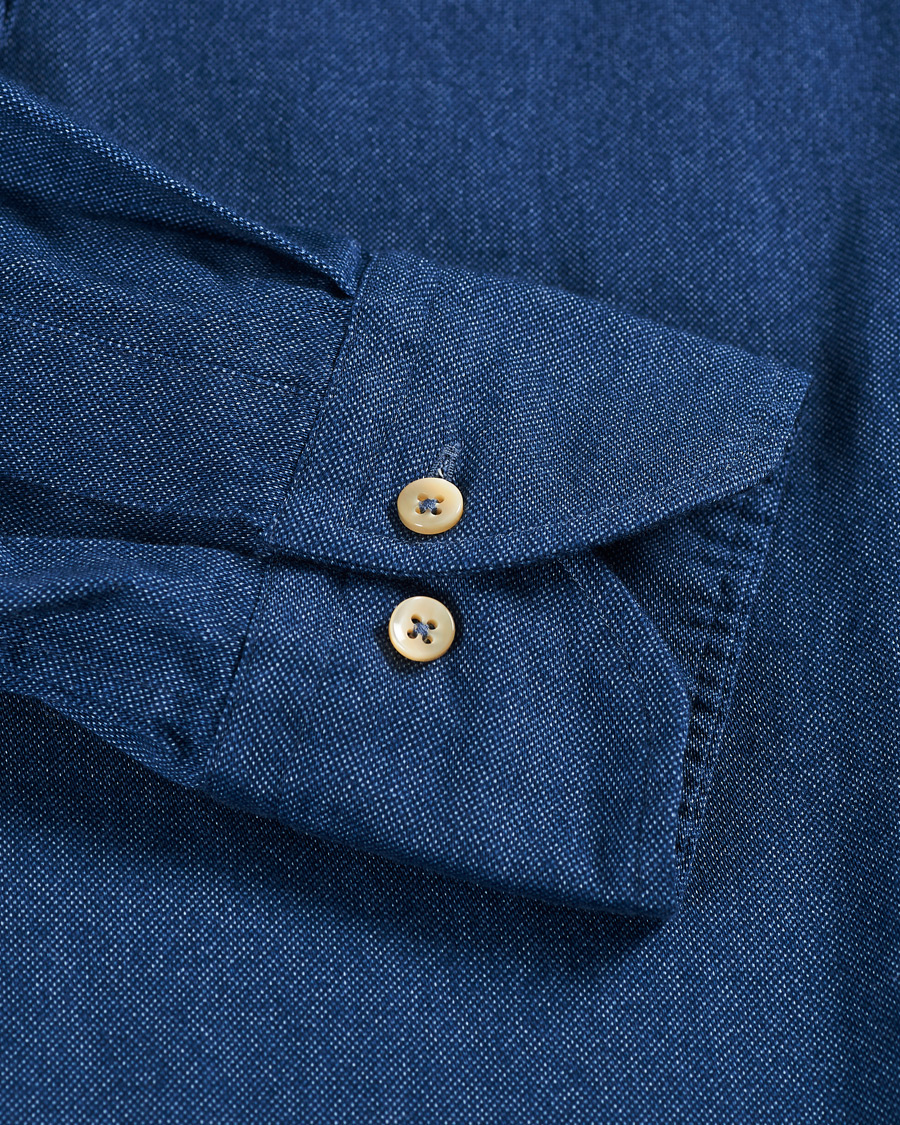 Heren | Overhemden | Stenströms | Slimline Washed Button Down Oxford Shirt Navy