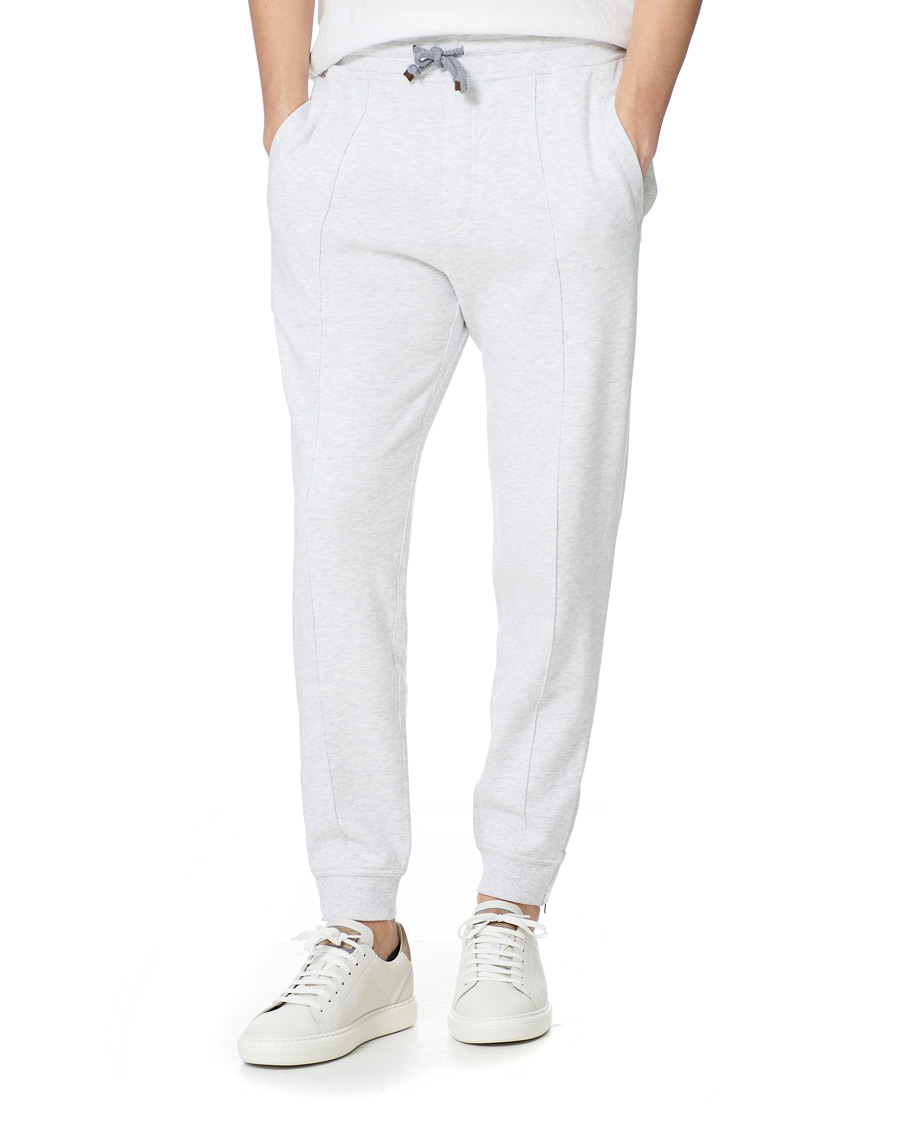 Heren | Broeken | Brunello Cucinelli | Soft Cotton Jersey Sweatpants Pearl Grey