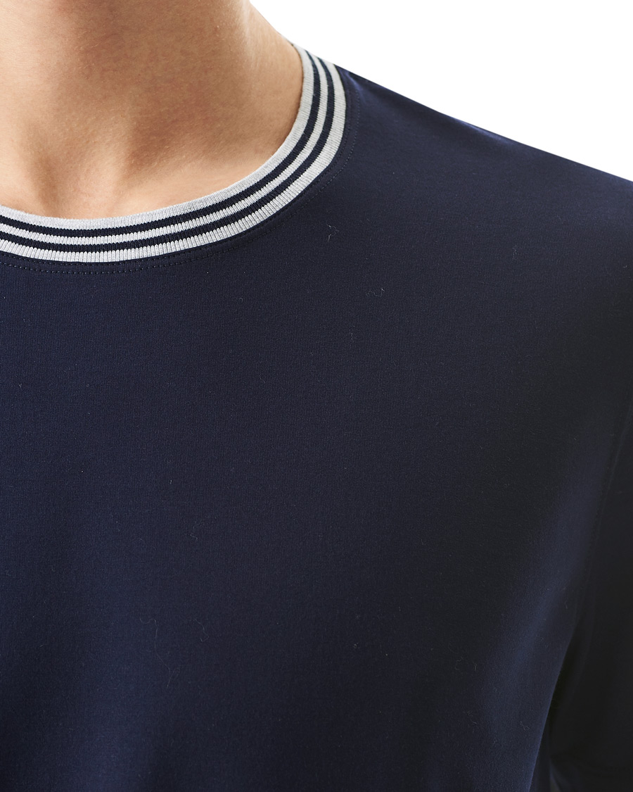 Heren | T-shirts | Brunello Cucinelli | Contrast Collar Short Sleeve T-Shirt Navy