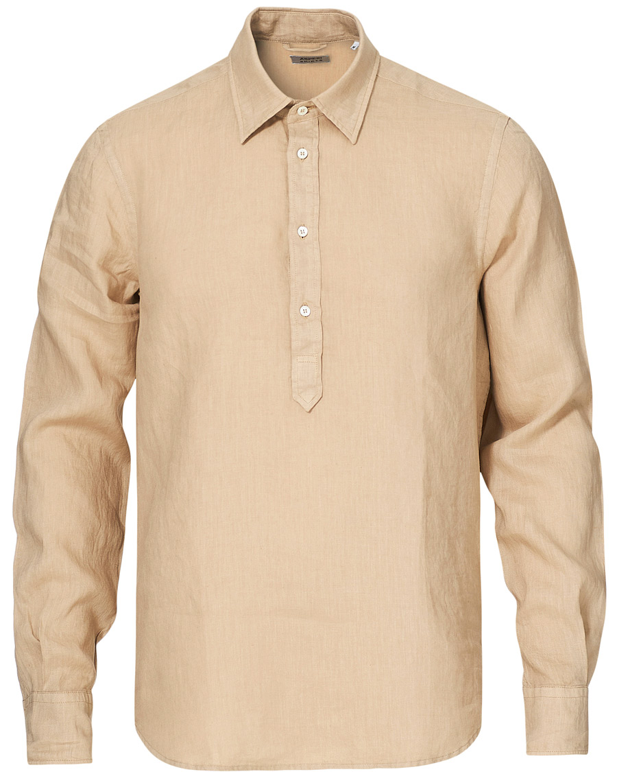 Heren | Overhemden | Aspesi | Popover Linen Shirt Beige