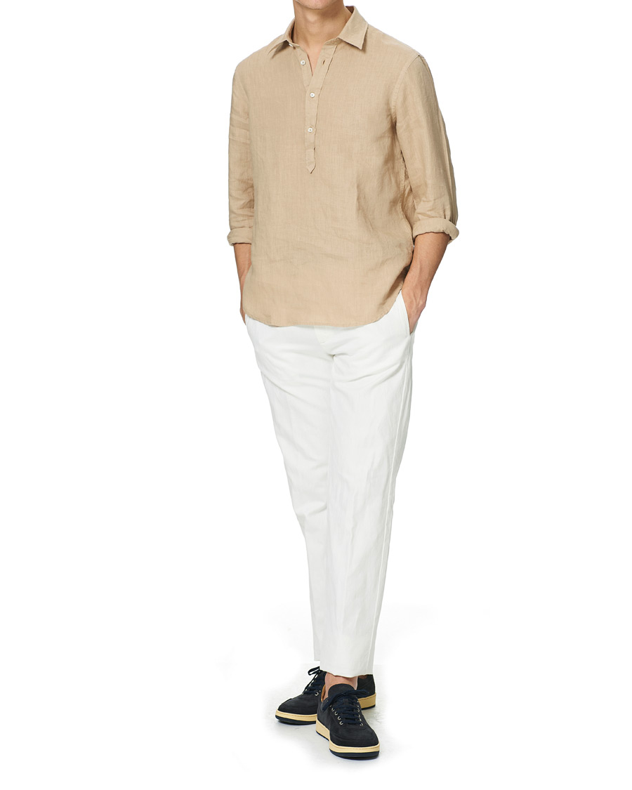 Heren | Overhemden | Aspesi | Popover Linen Shirt Beige